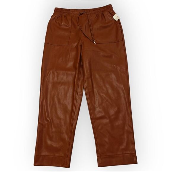 NWT A New Day Tapered Faux Leather Tan Brown Pants Sz L - Picture 4 of 10